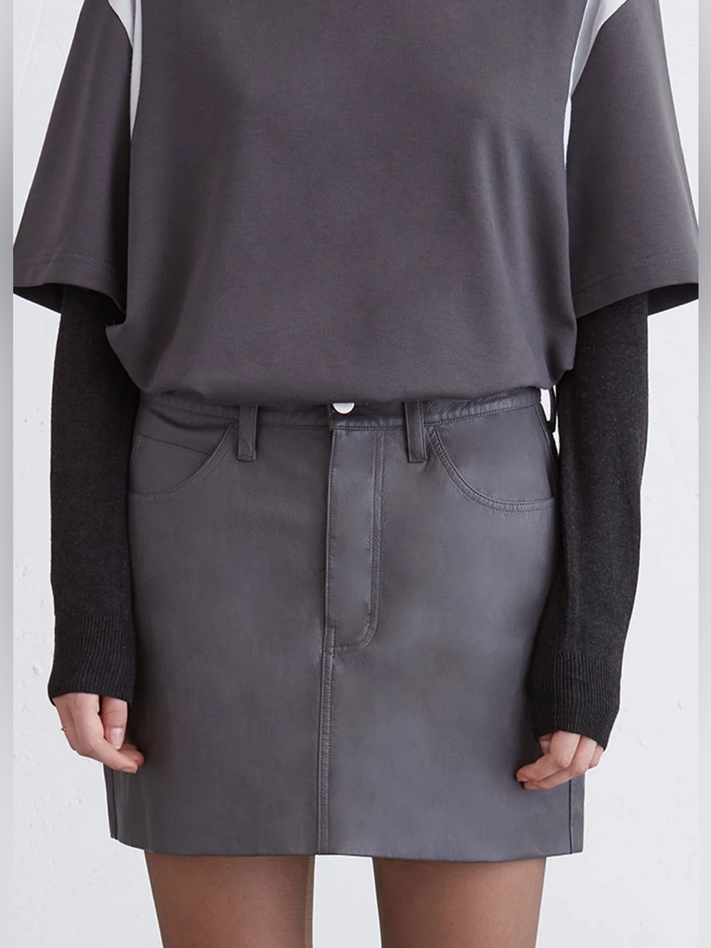 Vegan Leather Grey Mini Skirt Size 2